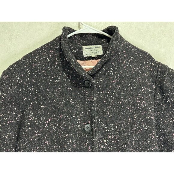 Womens Wool Blend Mandarin Collar Button Down Speckled Pink Jacket Coat Sz 22 - Picture 9 of 11